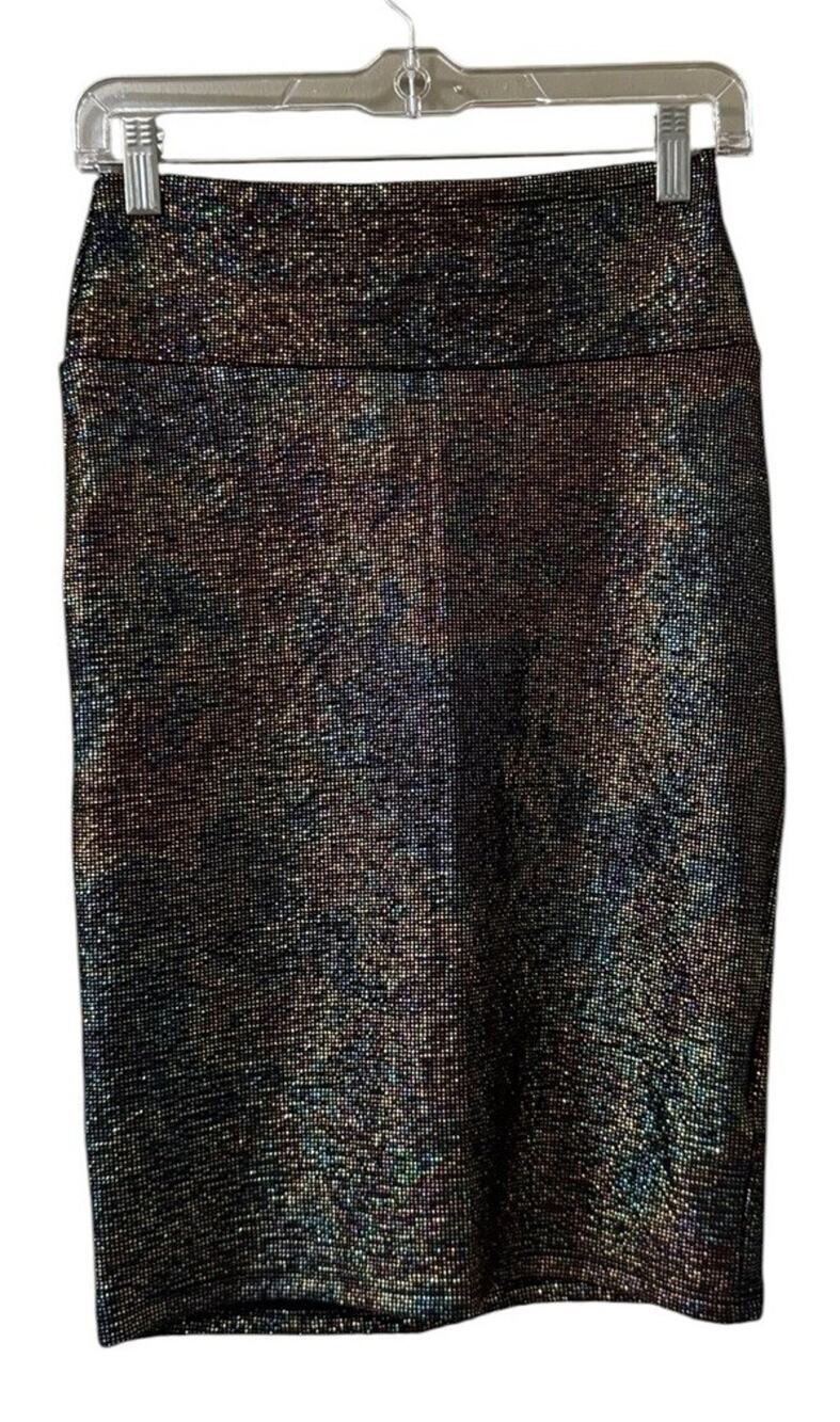 LulaRoe Women Size XS Metallic‎ Stretch Skirt Party Streetwear Grunge Festival